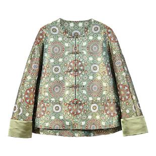 中国丝绸隆鹊陆美英莲花牡丹八达晕宋锦新中式100%桑蚕丝上衣外套