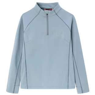 诺思山户外男女立领加绒长袖T恤25新款薄绒套头运动上衣弹力5846