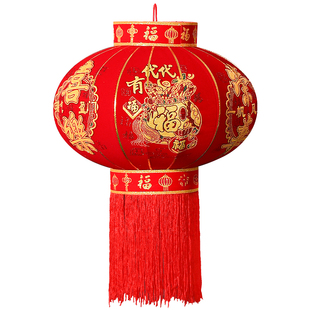 2026马年新款福字大红灯笼高档绒布防水新年春节阳台大门通用挂饰