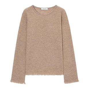 concise-white/简白25秋冬女士毛边圆领毛衣银泰百货精品 301257