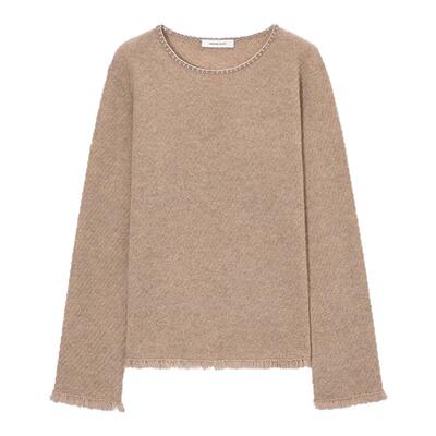 concise-white/简白25秋冬女士毛边圆领毛衣银泰百货 301257