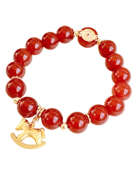 西大班碎冰冰金木马红玛瑙珠手链