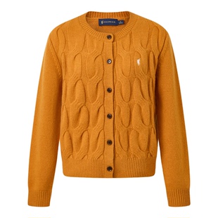 【含羊绒】POLOWALK女式羊毛衫2025冬季新品罗纹圆领舒适羊毛开衫