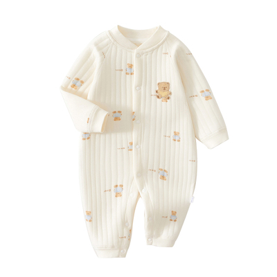 新生婴儿儿衣服秋冬a类纯棉男女宝宝连体衣保暖夹棉加厚哈衣爬服