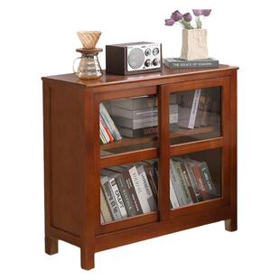 餐边柜实木碗柜书柜客厅低柜收纳置物柜玻璃推拉门靠墙小柜子矮柜