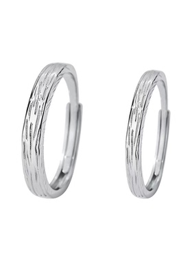 鱼头星星韩版轻奢简约S999纯银情侣戒指可调节送女友情侣礼物表白