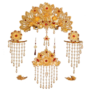 唐风新娘头饰汉服明制婚礼发冠凤凰发簪套装古装头饰原创设计尹霞