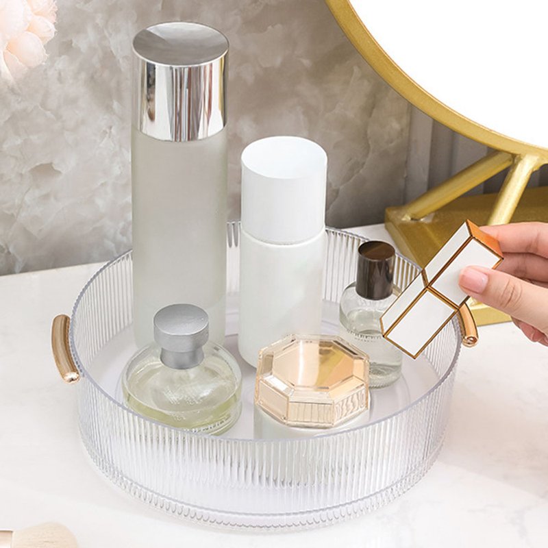 家用桌面旋转收纳盒化妆品整理首饰收纳盒香水置物架阳台梳妆台