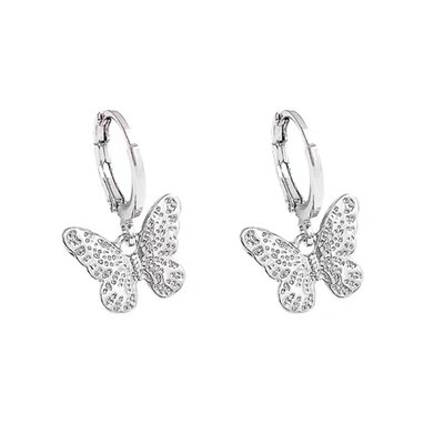 复古银色蝴蝶耳环2025新款高级感