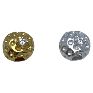 s925纯银镀金陨石坑隔珠散珠DIY手工串珠编绳项链手链配饰材料