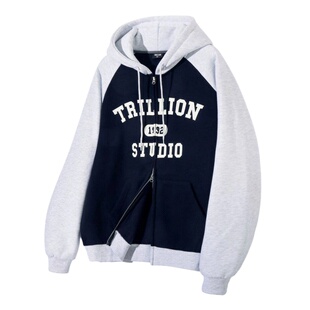 TRILLION 레格朗拼色1992图案连帽外套 (NAVY) MU韩国官网直邮进口