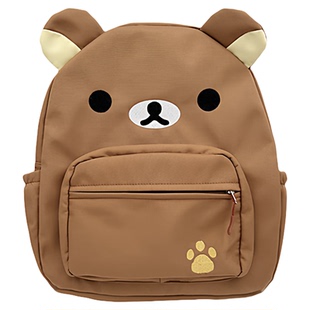 轻松熊新款日系可爱小熊背包帆布双肩包大容量学生书包生日礼物