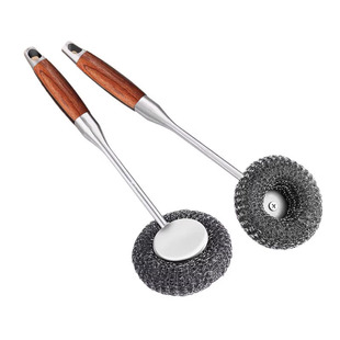 316不锈钢锅刷厨房专用不伤锅刷锅神器长柄洗锅刷钢丝球清洁刷子