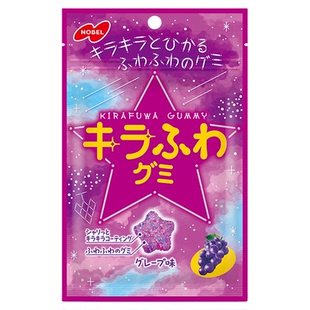 4包包邮日本星星葡萄软糖 诺贝尔Nobel 闪亮糖衣夹心软糖50g袋装