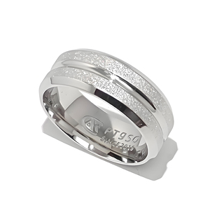 臣万万18k纯男款满天星磨砂纹戒指足可水洗钛铂白金银色pt戒指950