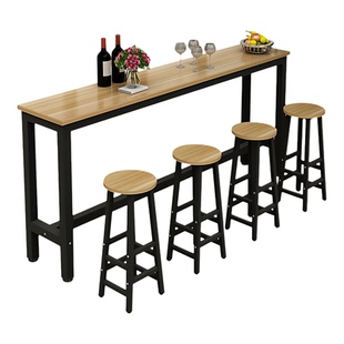 靠墙吧台桌商用便利店高脚桌简约酒吧桌奶茶店桌椅组合长条桌窄桌