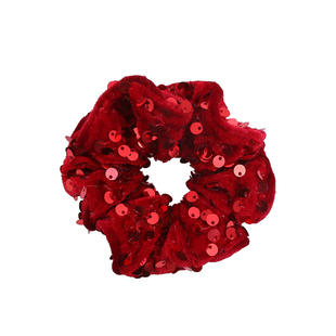 红色发饰女童喜庆亮片丝绒大肠发圈新年儿童头饰宝宝过年头饰发绳