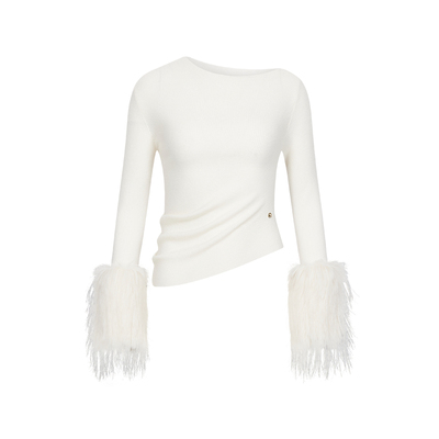 优雅露肩针织打底上衣