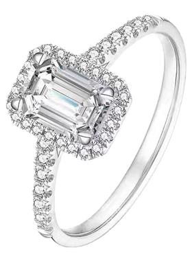 D色莫桑石镶嵌方形微镶戒指