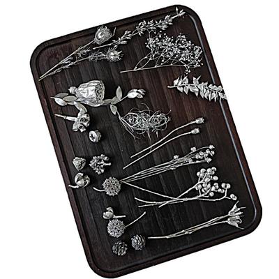银色系永生花diy材料手工制作干花相框摆台装饰品干树枝配材
