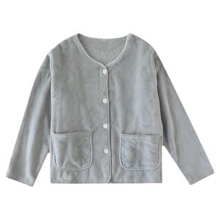 睡衣单件上衣女法兰绒秋冬季加绒加厚保暖珊瑚绒长袖家居服可外穿