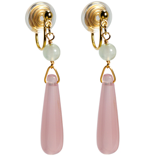 古风玛瑙水滴无耳洞蚊香盘耳夹复古银耳钩耳环女耳饰可搭旗袍汉服