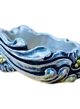 卷草情侣对戒纯银轻奢