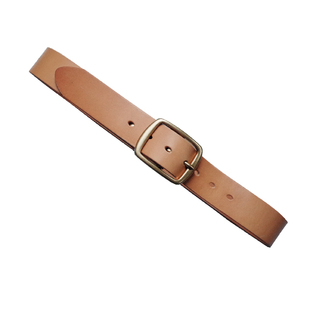 原色意大利植鞣革纯牛皮美式复古日字纯铜针扣腰带养牛工装皮带男