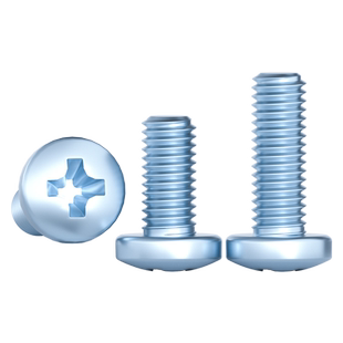 M2M2.5M3M4M5M6M8 蓝白锌十字槽盘头螺钉 圆头机丝机牙伞头螺丝