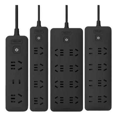 德力西黑色插座线板多孔家用