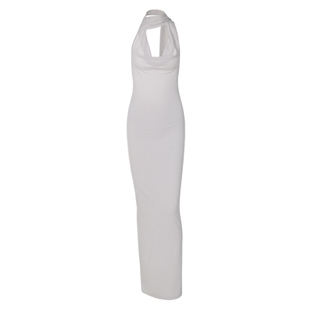 纯欲风飘带挂脖荡领连衣裙2026春夏新款辣妹性感修身显瘦包臀长裙