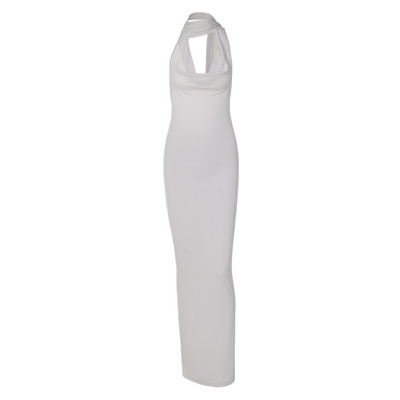 纯欲风飘带挂脖荡领连衣裙