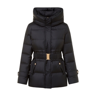 朗姿/莱茵福莱尔防风立领羽绒服女高端设计感收腰鹅绒服冬季新款