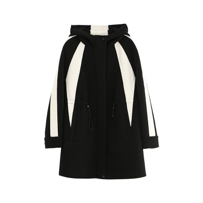X--MOOM带帽收腰双面呢大衣