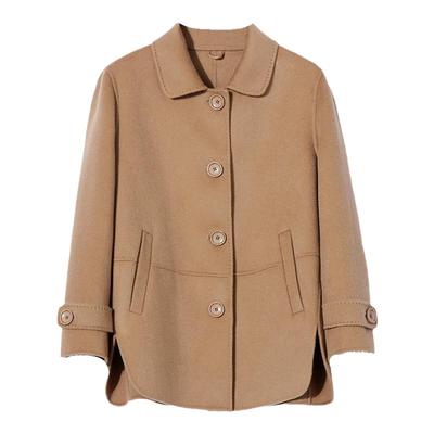 短款宽松正肩方领双面羊绒大衣