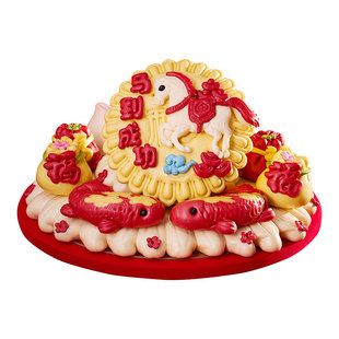 花馍馍马年新年山东非遗胶东花饽饽花馍馒头过年年货礼盒送礼长辈