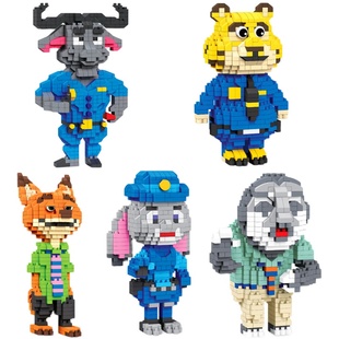 小颗粒塑料拼装微型拼插益智成人钻石积木疯狂动物城尼克朱迪