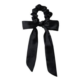 2025夏季黑色蝴蝶结飘带大肠发圈发饰半扎发丝巾绑发带头绳头饰女