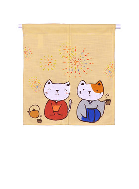 小喵遮挡布帘定制招财猫隔断帘