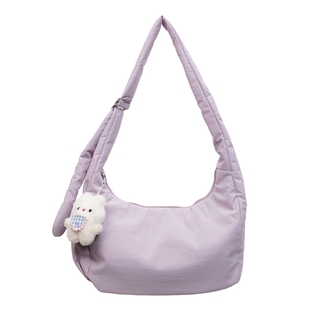 ins风纯色棉服腋下包女大容量通勤百搭单肩斜挎包女士轻便托特包