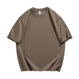 300g重磅圆领短袖t恤男士夏季新款结构分割拼接简约百搭半袖体恤