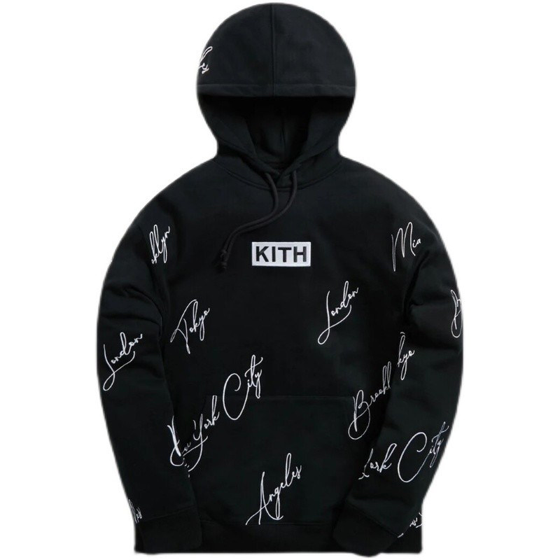 新款Kith City Script Hoodie三大城市限定刺绣BOX LOGO刺绣帽衫
