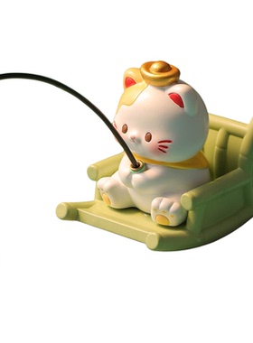 可爱猫咪钓鱼树脂摆件治愈解压