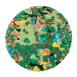 圆形地毯卧室床边毯苔藓绿色花园衣帽间改造客厅阳台装饰地垫加厚