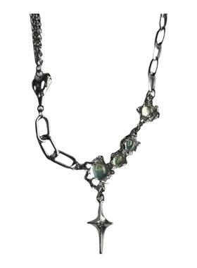 甜酷美式亚文化y2k月光石锁骨链