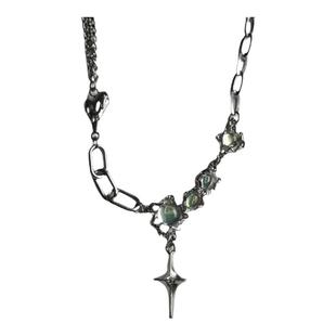 月光石欧泊项链y2k甜酷辣妹锁骨链美式亚文化配饰女轻奢颈链男