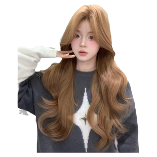 束朵假发女手钩前蕾丝中分长卷发均码lolita修脸网红jk全头套