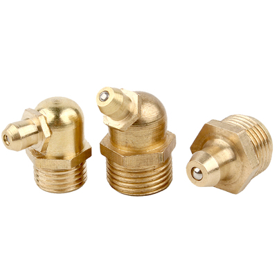 黄铜油嘴枪头铁牛油咀弯直头防尘帽45度90度油嘴铜M4-M16美制G1/4