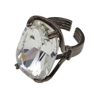 欧美时髦个性枪黑色大钻戒指气质夸张小众开口指环百搭设计感配饰