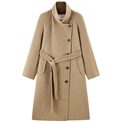 太平鸟女装大师系列羊驼毛双面呢立领大衣冬A1AAE4383